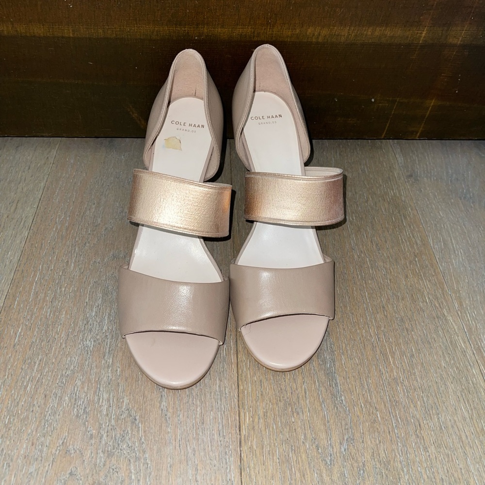Cole Haan Women's Heel beige Suede Dress Sandals Size 9B